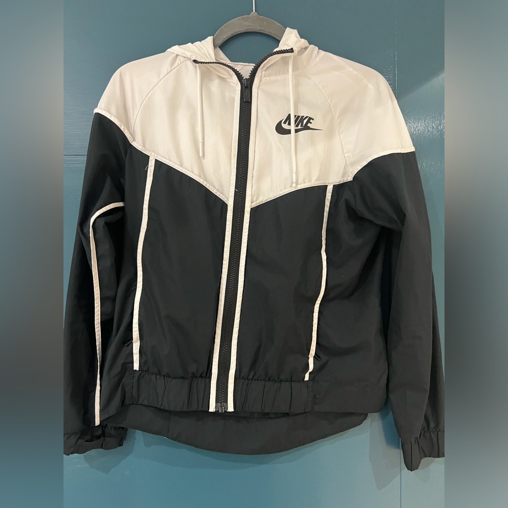 Nike black and white rain zip up